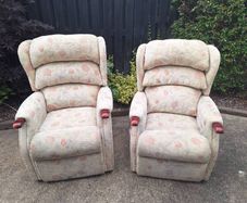 Two dual motor riser recliner electric armchairs