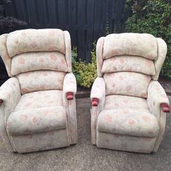 Two dual motor riser recliner electric armchairs