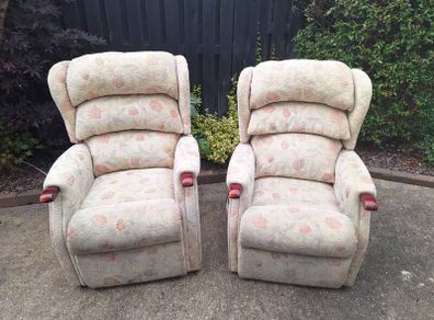 Two dual motor riser recliner electric armchairs