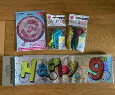 Unique, Happy 9th Birthday, Balloon and Banner Bundle