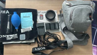 Sony a6400 mirrorless camera with 16-50mm lens and sony fe 50mm f1.8 lens