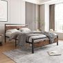 Double Bed Frame with Wooden Headboard,Heavy Duty Metal Platform Bed Frame Double Image 7