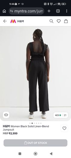 linen mix black jumpsuit