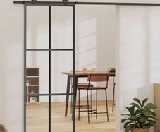 Sliding Door ESG Glass and Aluminium 76x205 cm Black