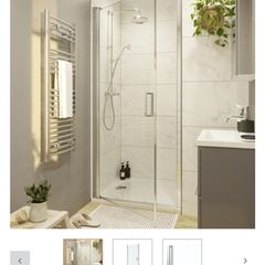 GoodHome Ledava 90cm Pivot Shower Door - Chrome, Clear Glass