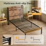 3ft Single Bed Frame with Storage Wooden Headboard, LED Light & Charging Station Image 6