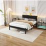 Double Bed Frame Metal Platform Bed Frame with Wood Headboard/Mattress Base/Underbed Storage/No Box Spring Needed/Black Image 2