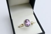 Vintage 9ct Gold Amethyst &amp; Diamond Cluster Ring