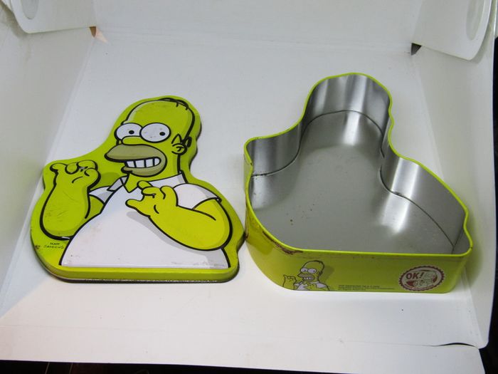 The Simpsons Homer Simpson YELLOW Fun Tin Case Empty Biscuit Tin 2003-04