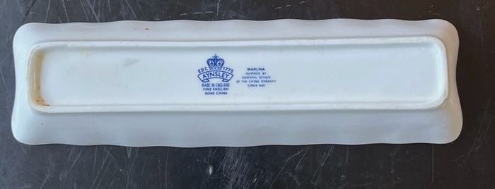 1950s Aynsley China ... Marlina Pencil or mint dish blue flower design made in England