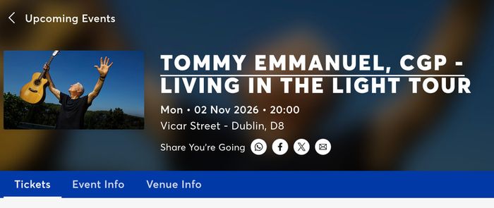 Tickets for Tommy Emmanuel at Vicar Street