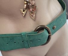 FRANGI Green Leather Studded Belt