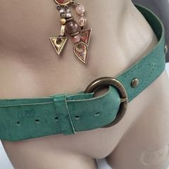 FRANGI Green Leather Studded Belt