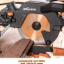 Compound Saw with Multi-Material Cutting, 45 Degree Bevel, 50 Degree Mitre, 210 mm Slide, 1200 W, 210 mm, 230 V, 3 Year Warranty (FREE POSTAGE) Image 4