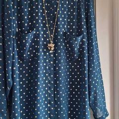 M&S Blouse with gold metallic polka dots Sz 16UK