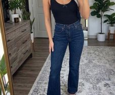 Vintage inspired Levis 525 Bootcut Jeans W29 Dark Blue Denim Flared Leg Altered Length Y2K
