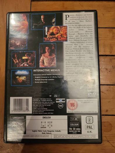 Mary Shelleys Frankenstein DVD Robert De Niro Kenneth Branagh