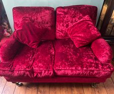 Boutique Red Velvet Sofa and Armchair