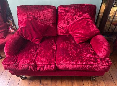 Boutique Red Velvet Sofa and Armchair