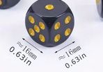2 Pieces Round Corner Dice With Golden Dots For Tabletop Games, new, unopened.