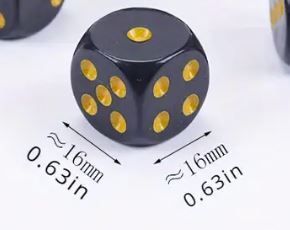 2 Pieces Round Corner Dice With Golden Dots For Tabletop Games, new, unopened.