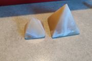 Lovely Set Of 2  Alabaster Pyramids As Paperweight Or Decorative Ornament.