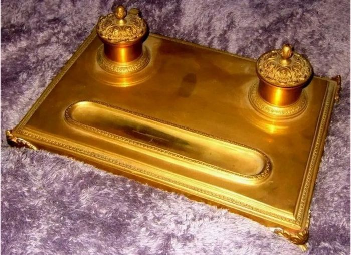 Early Victorian Brass Inkstand