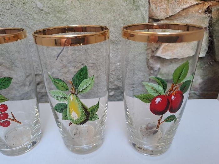 Vintage gold rimmed fruit tumblers