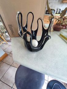 Glass Black Candle Holder Newgrange Living Lustre Iridescent 24cm