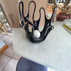 Glass Black Candle Holder Newgrange Living Lustre Iridescent 24cm