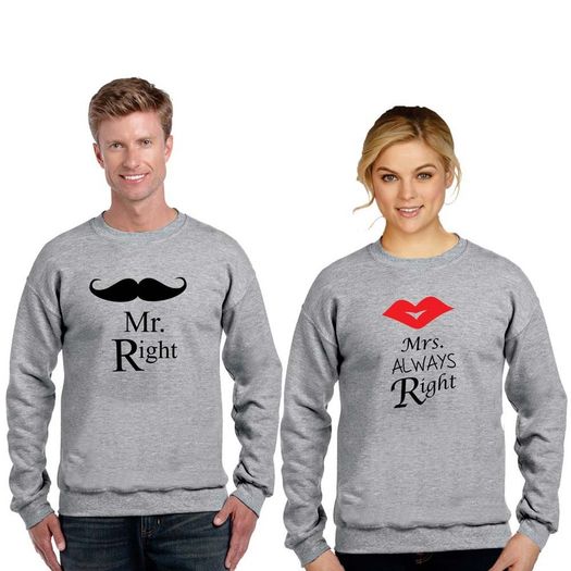 Mr Right Mrs Right Couple Sweatshirts (set)