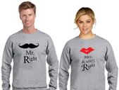 Mr Right Mrs Right Couple Sweatshirts (set)