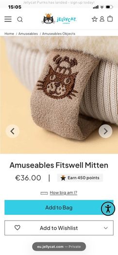 New Season JELLYCAT Amuseables Fitswell Mitten