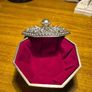 Unique item: Vintage Trinket Box Octagon Ornate Silver Plated Metal Red Satin-Like Lining Image 6