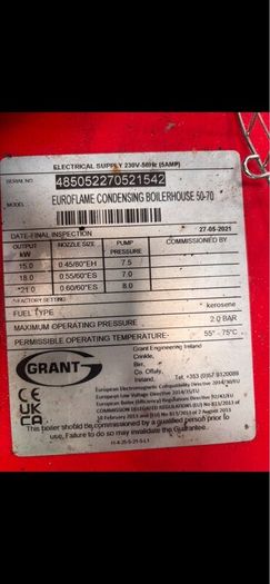 Grant condensing oil burner