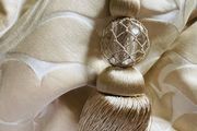 Gorgeous Silk Embossed Blackout Interlined Curtains with Silk Tie Back Ribbons 116"w x 86"d