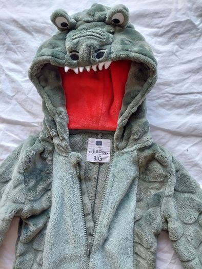 Crocodile fleece hooded onesie