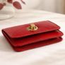 Premium Genuine Leather Wallet for Women Stylish Red Clutch Wallet with Button Closure Image 7