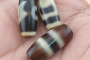 Vintage Himalayan Tibetan Lot of 3 Mixed Pattern Agate Dzi Beads