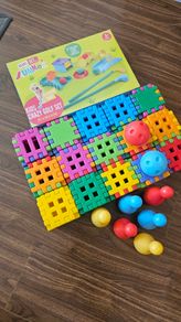 Waffle blocks + bowling pin and ball set + golf set