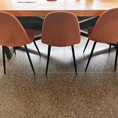 set of 3 burnt orange velvet chairs