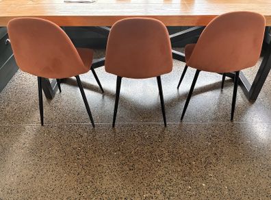 set of 3 burnt orange velvet chairs