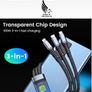 3 In 1 Transparent Super Fast Charging Cable 6A Universal with Type C Usb Micro Image 3