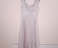 Karen Millen Off White Beige Satin Pleated Sleeveless Midi Dress 14UK/42EU