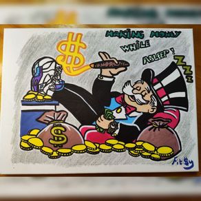 Original Canvas Painting (not a print) making money while asleep