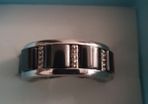 Diamond and Ceramic on sterling silver Mens Ring
