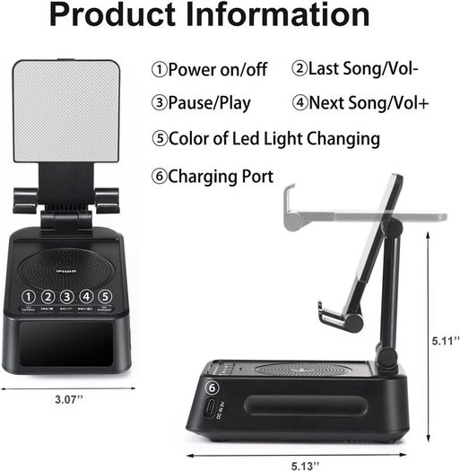 Gifts for Men Women, Phone Stand with Bluetooth Speaker&Clock, Birthday Gifts for Him, Phone Holder with Wireless Speaker, Ideal for Dad Mom Husband Boy, Cool Tech Gadget for Men
