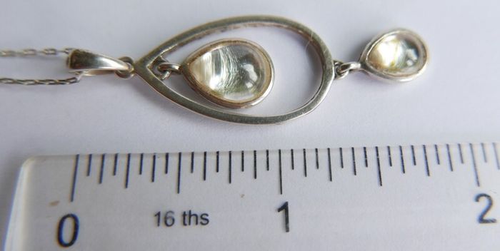 Vintage Sterling Silver 925 "Teardrop " Pendant and Necklace length 21" - 6,58g