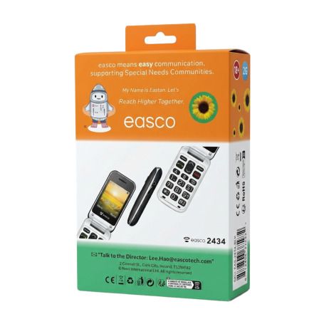 Easco 2434 2G Foldable Senior Mobile Phone - Black/White
