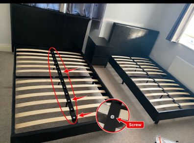 free 2 bed double with mattress and side tabel